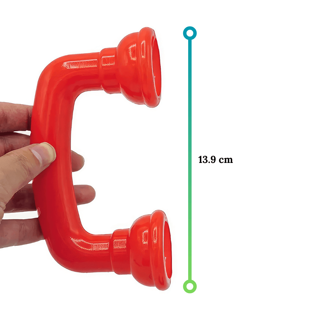 Red-whisper phone with dimensions on white background