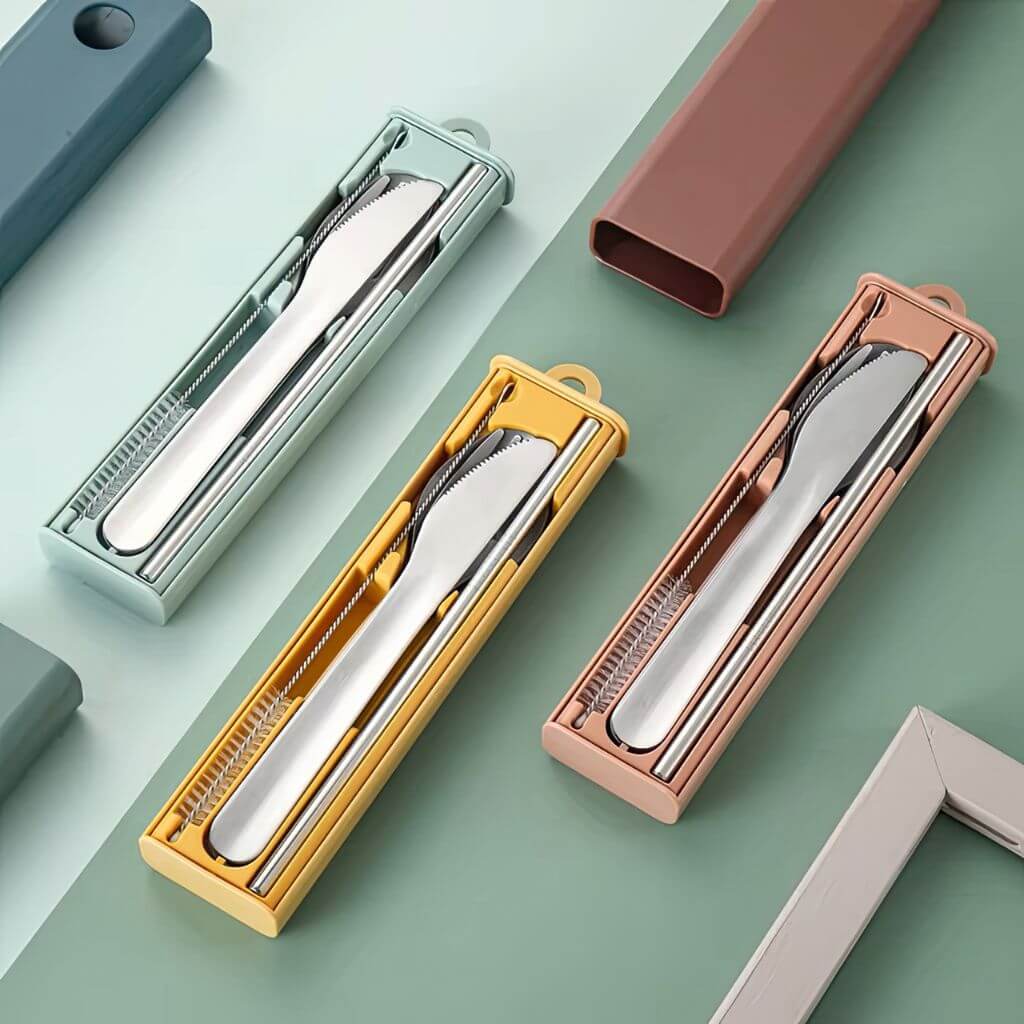 Reusable portable cutlery sets