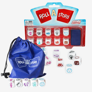 Roll a Story game by Junior Learning 856258003405 package, die and storage bag