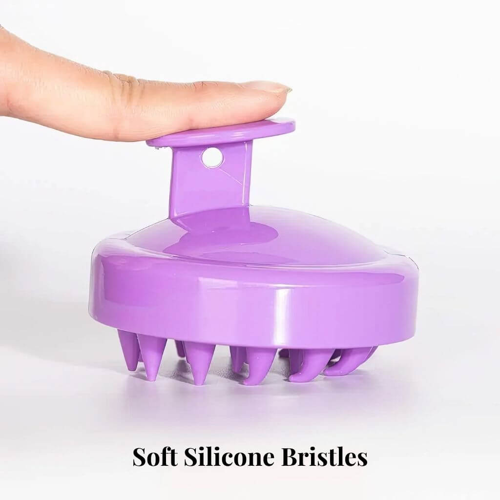 Scalp massager brush info graphic