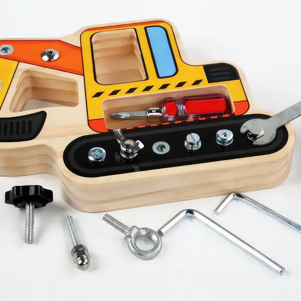 Screwdriver, hex key and spanner bolt set on white background