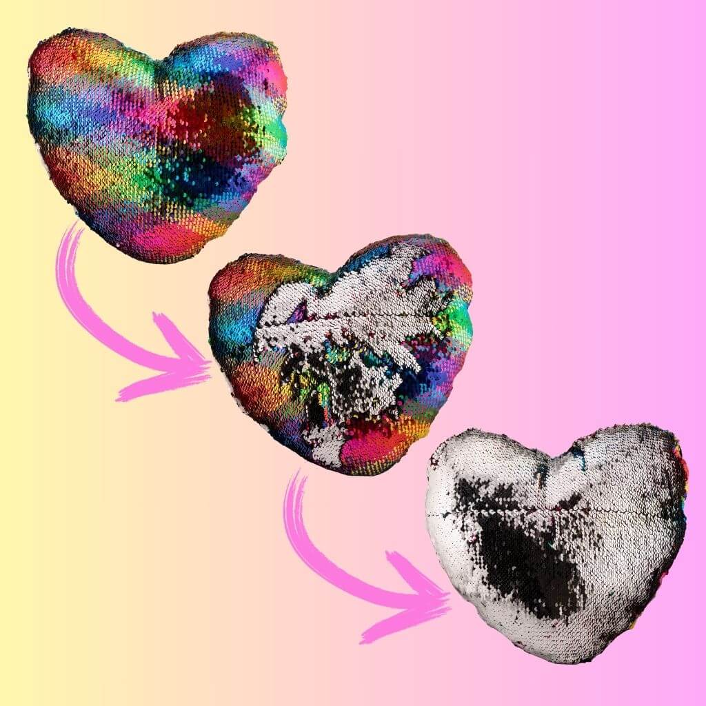 Sequin fidget pillow rainbow