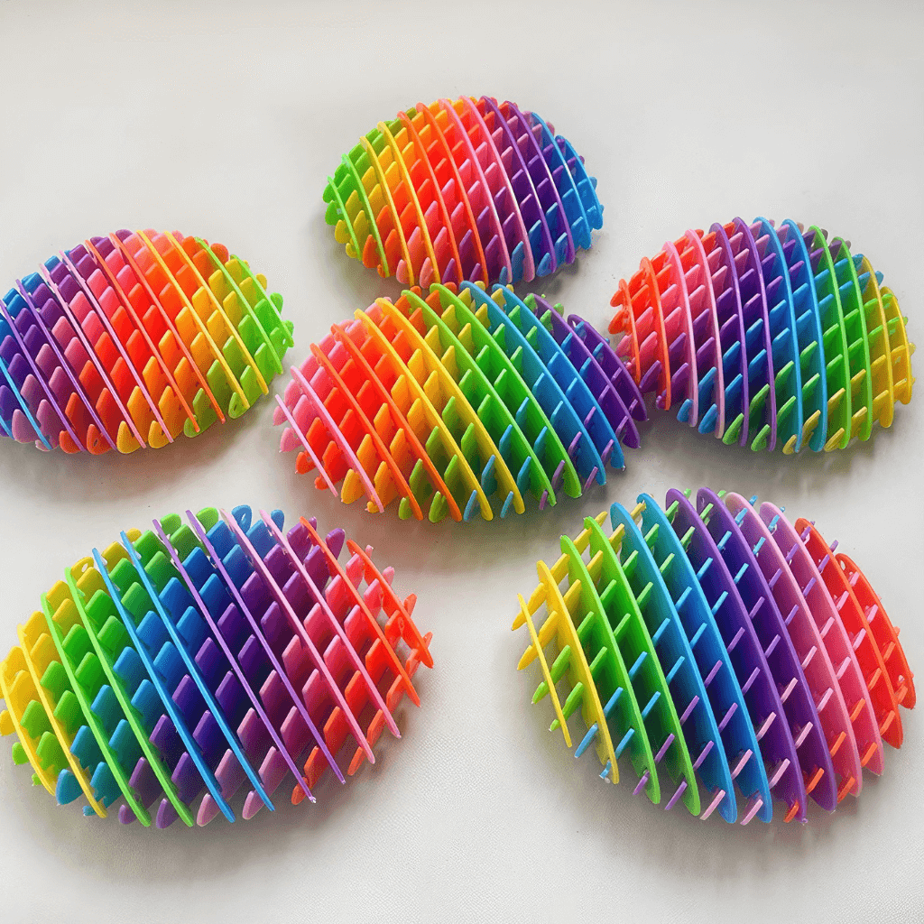 Six rainbow magic morphoid on grey background