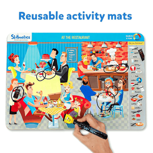 Skillmatics Search and Find Reusable Activity Mat at the restaurant