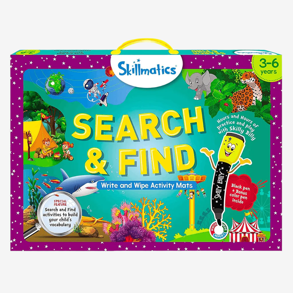 Skillmatics Search and Find Write &amp; Wipe Activity Mats activity game