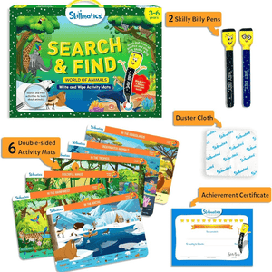 Skillmatics Search and Find Write & Wipe Activity Mat complete set