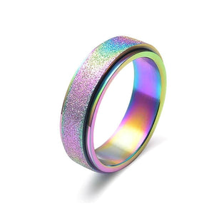 Sparkly stainless steel spinning ring Australia rainbow