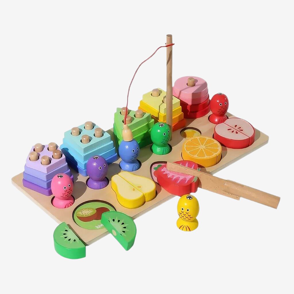 3-in-1 Montessori Style Wooden Stacking Toy