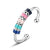 Stainless steel adjustable fidget ring with enamel beads blue on white background