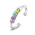 Stainless steel adjustable fidget ring with enamel beads pink on white background