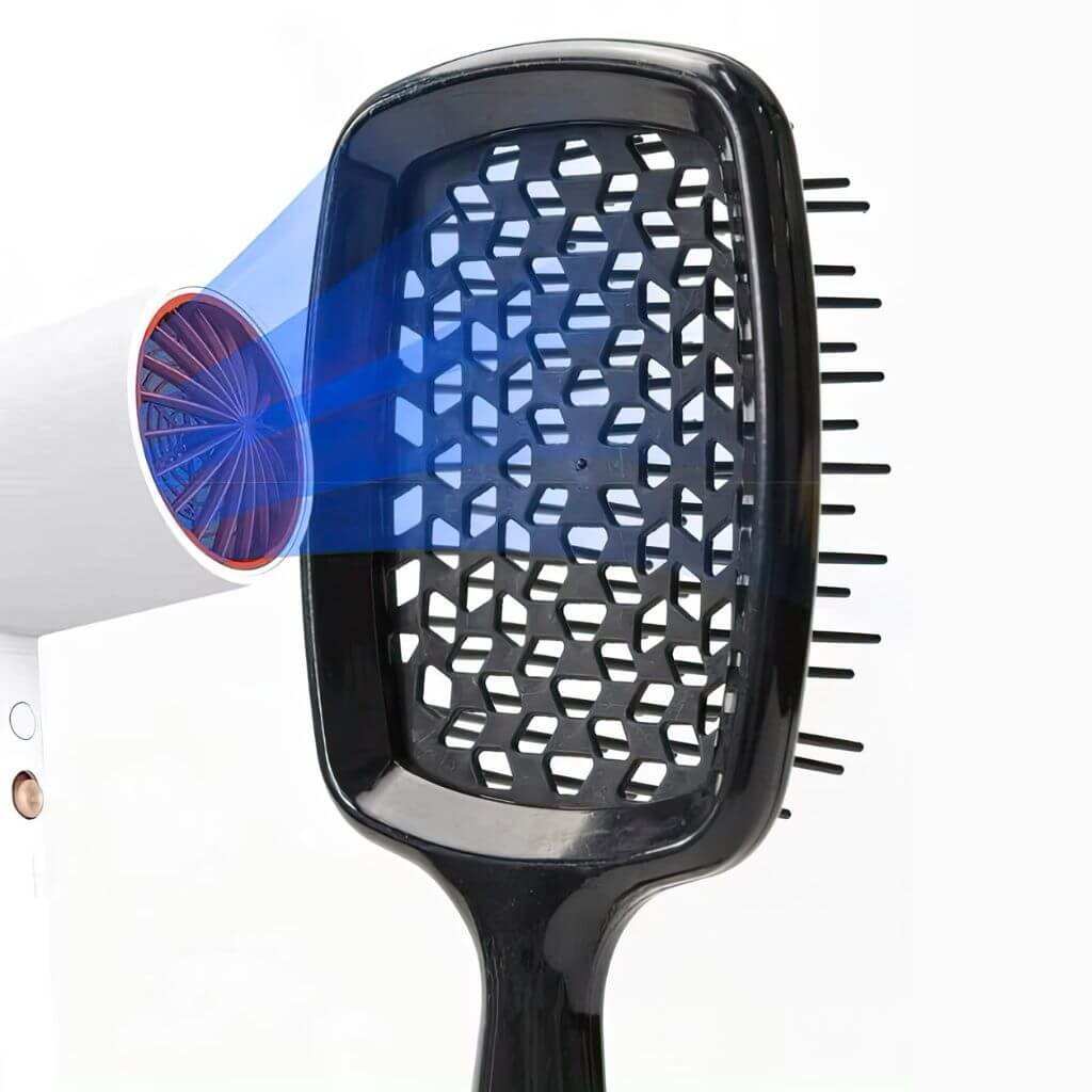 Straightening hair brush and blow drier