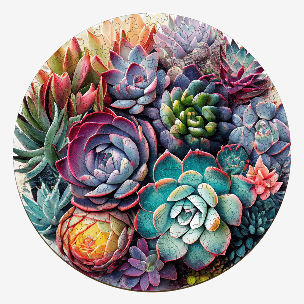 Wooden Jigsaw Puzzle – Succulent Garden - Sensory Stand