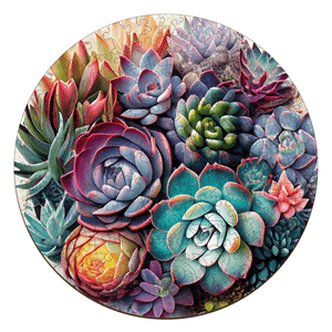 Succulent Garden puzzle wood on white background