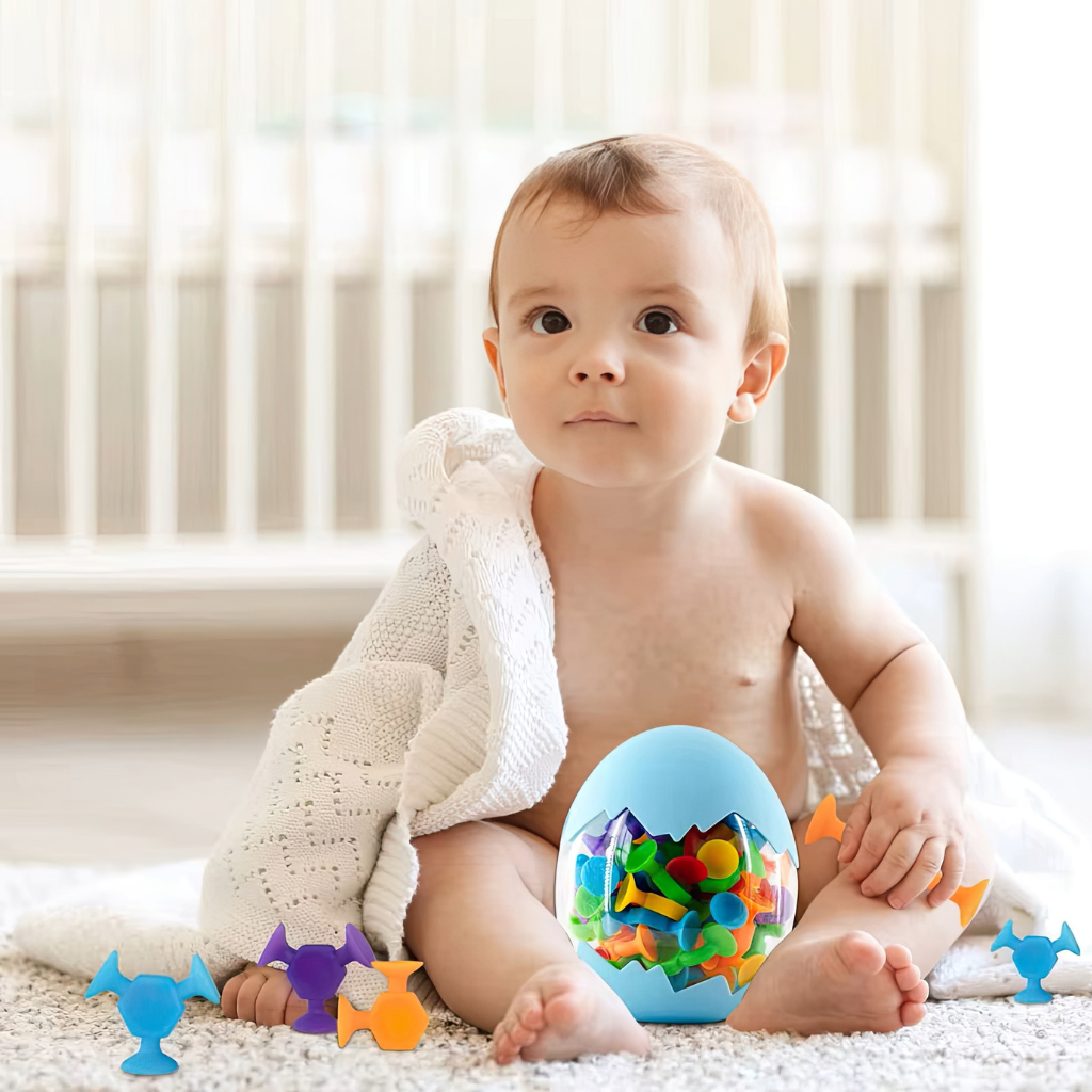 Suction construction toys on the floor