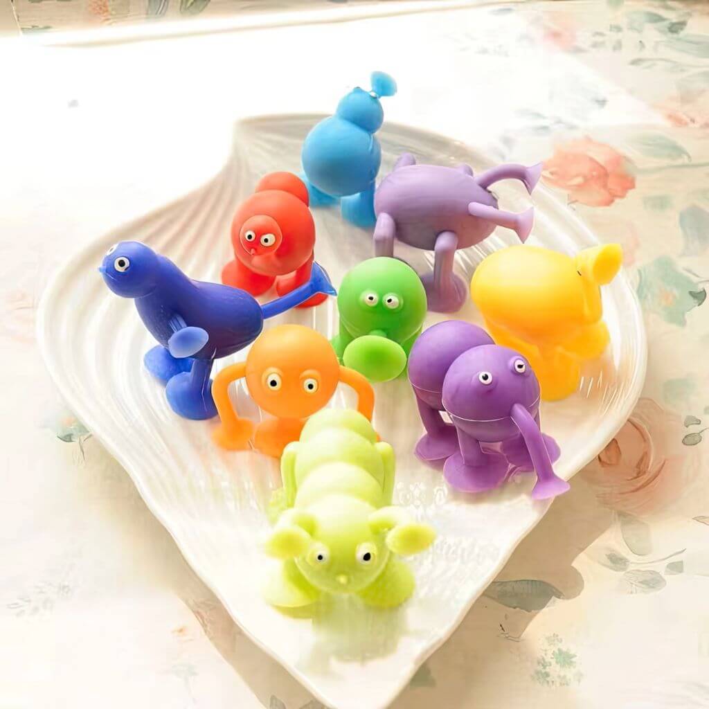 Suction cups toys on a plate