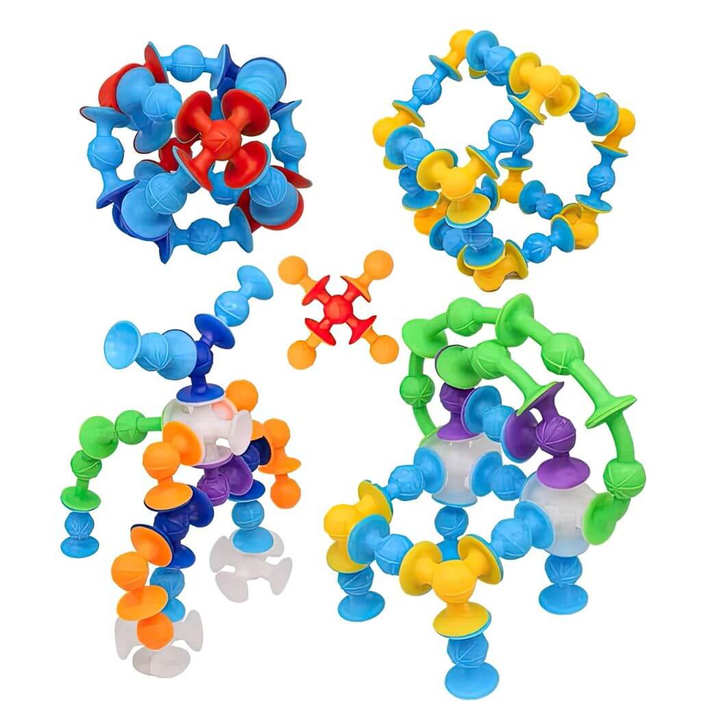 Suction toys on white background