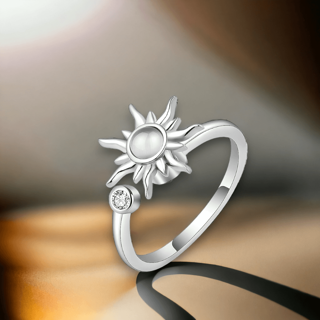 Sun ring with spinning top white background