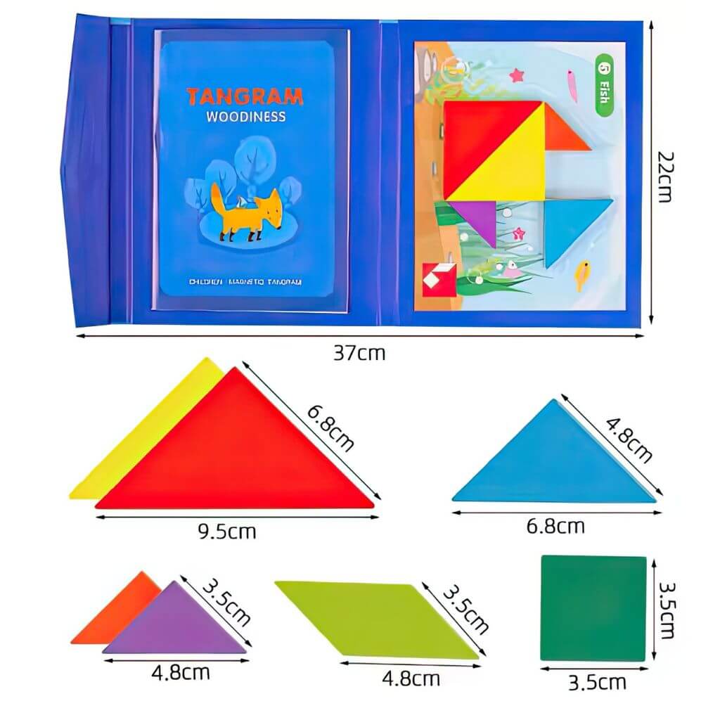 Tangram puzzle with dimensions