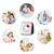 Timer 4 minutes black surrounded by round lifestyle pictures on white background