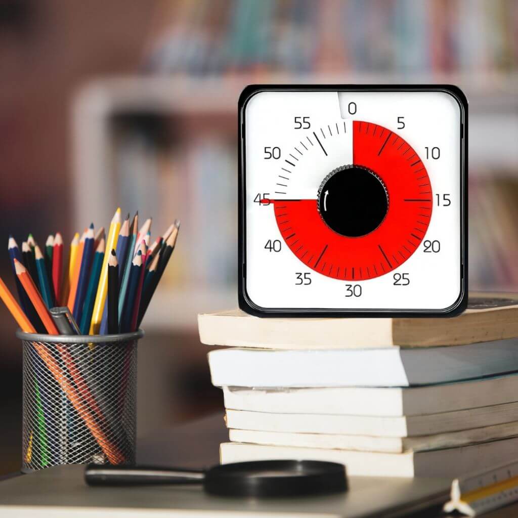 Timer classroom on a book pile