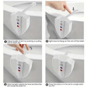 Toilet light with UV steriliser and motion sensor photo collage