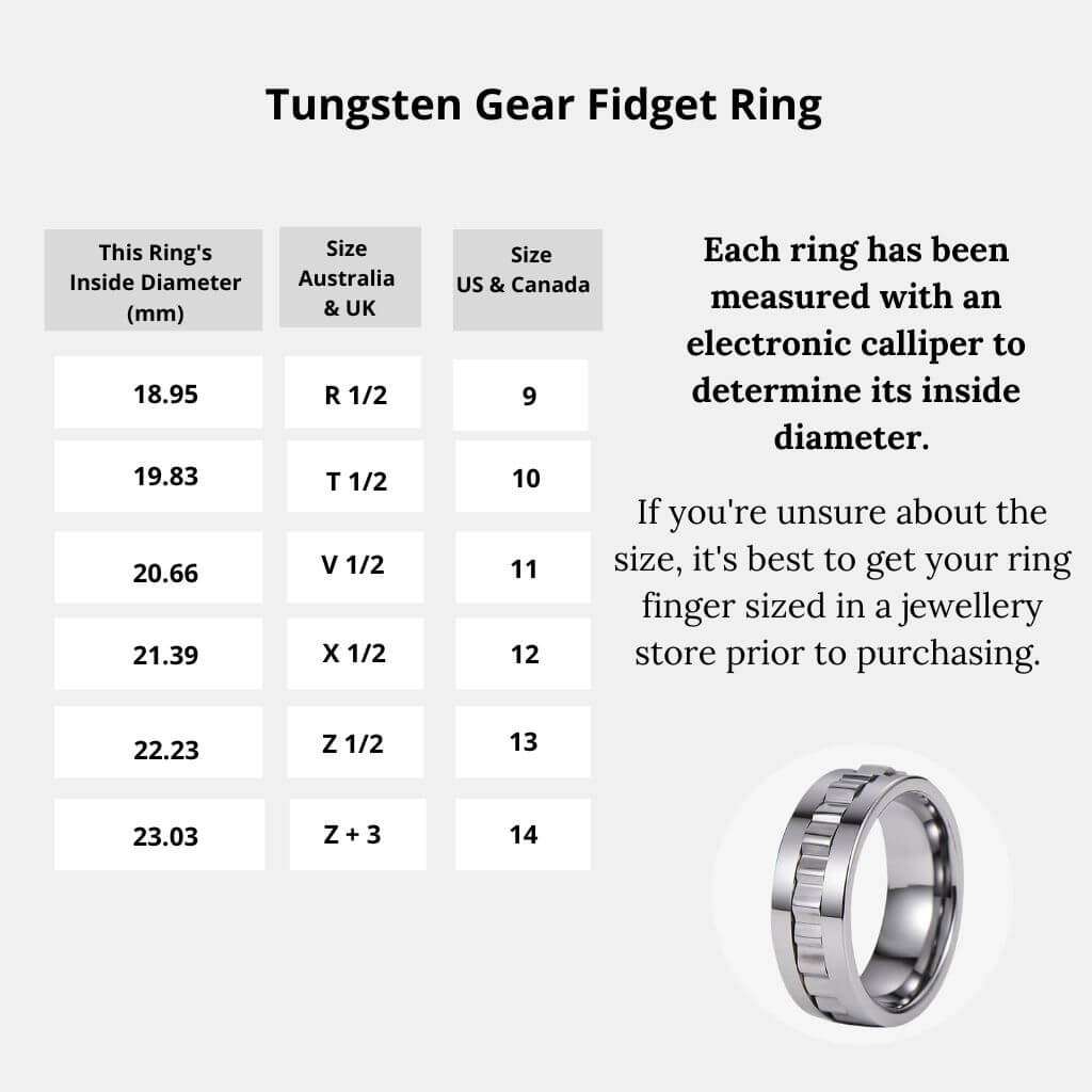 Tungsten ring size chart