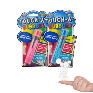 Two touchable bubbles tubes and packages on white background