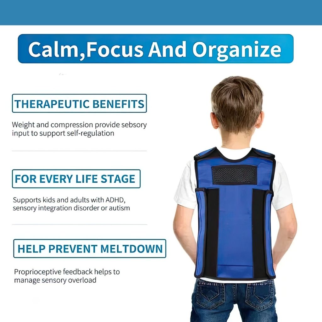 Weighted compression vest kids ADHD  info graphic