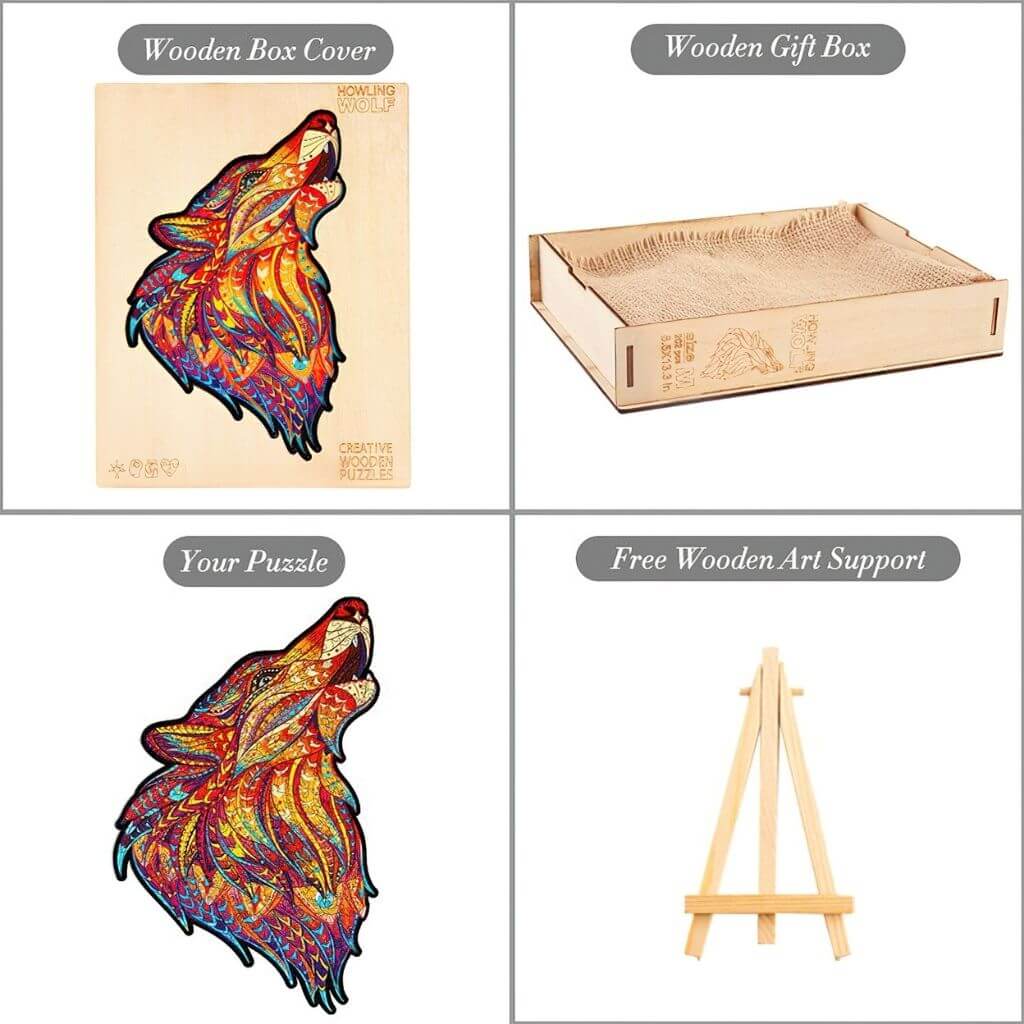 Wooden animal puzzle wolf - what is in the box