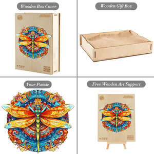 Wooden puzzles Australia round dragonfly mandala what's in the box