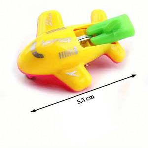 Yellow airplane whistle with dimensions on white background