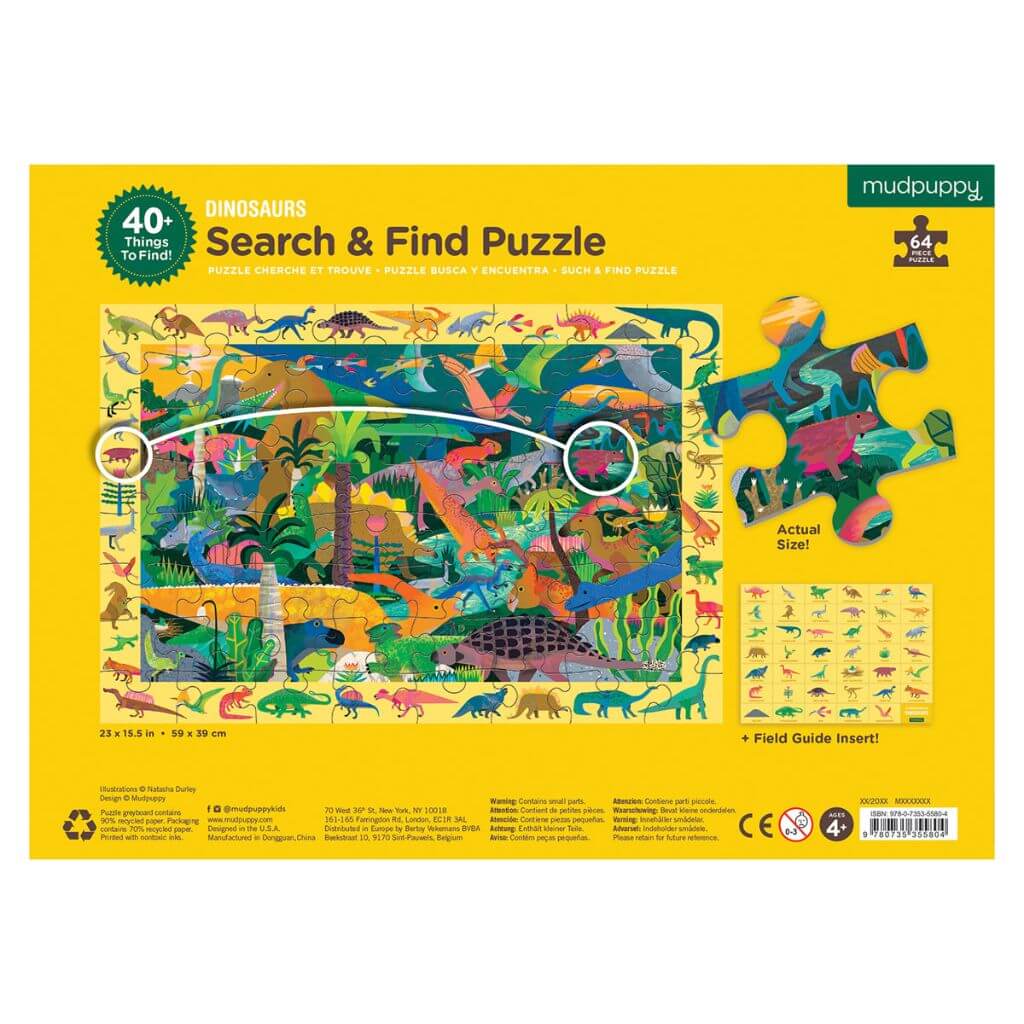 Dinosaurs Search Find Puzzle 64 Pieces Mudpuppy