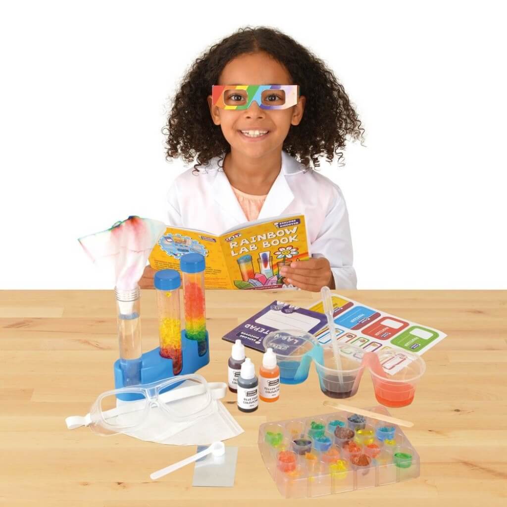 Girl enjoys 12 experiments with Galt Rainbow Lab