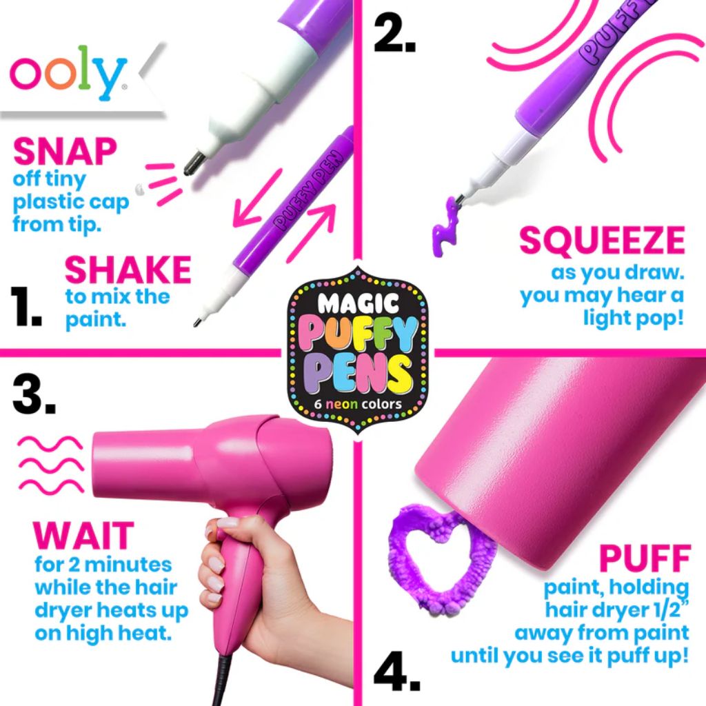Magic Puffy Pens 6 pack Ooly