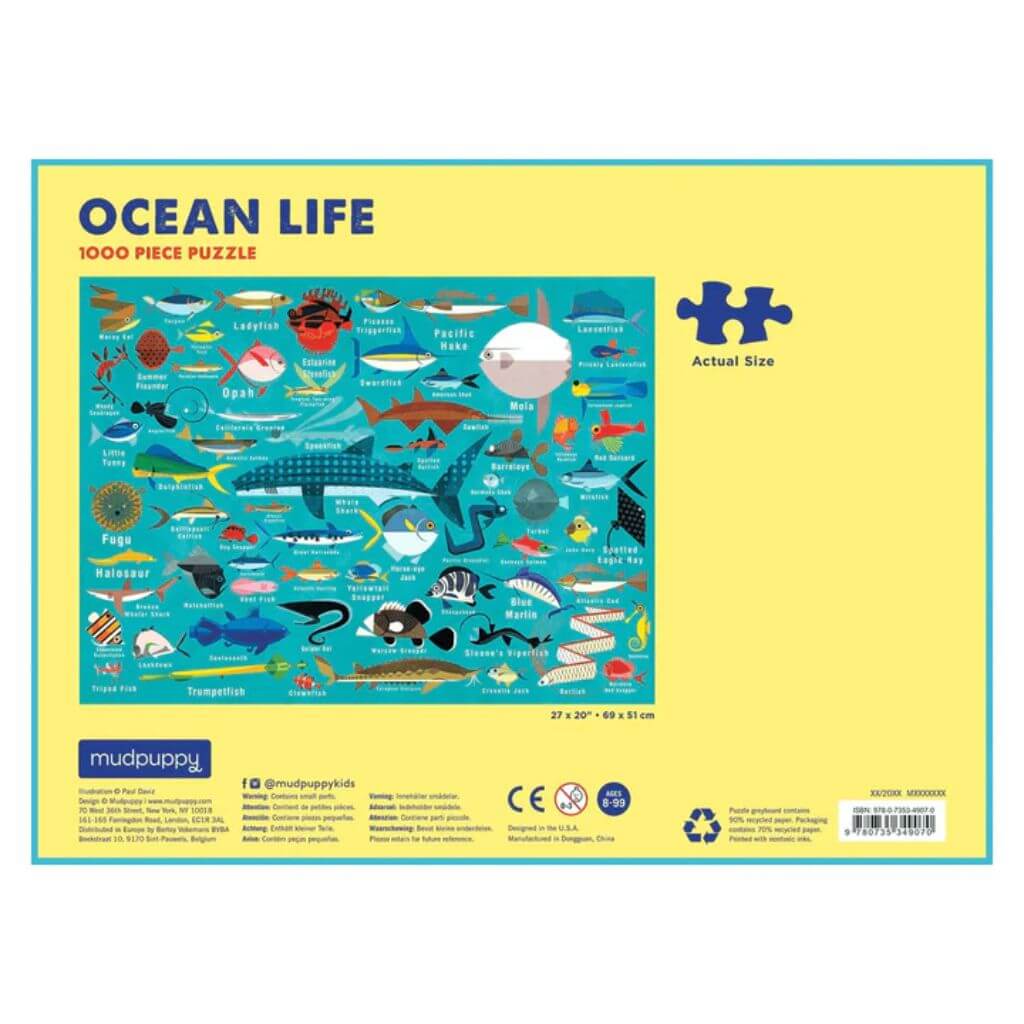 Ocean Life 1000 Pieces Family Puzzle Mudpuppy