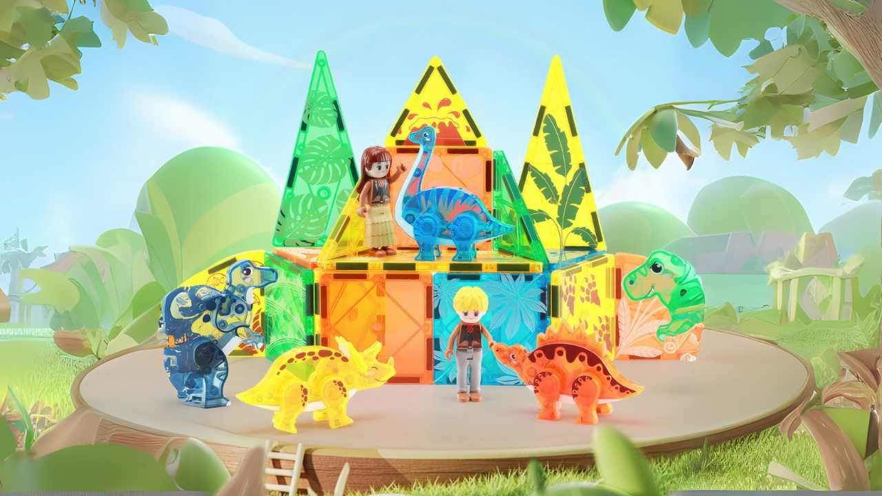 Video of dinosaur magnetic tiles by kebo