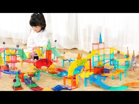 Magnetic race car tracks video