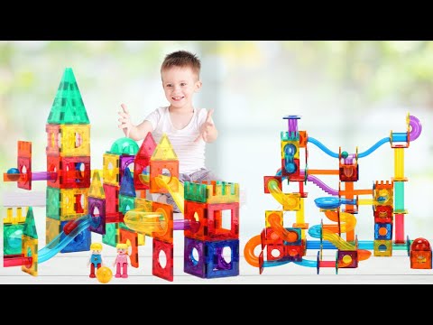 Video of magnetic tiles ball run set