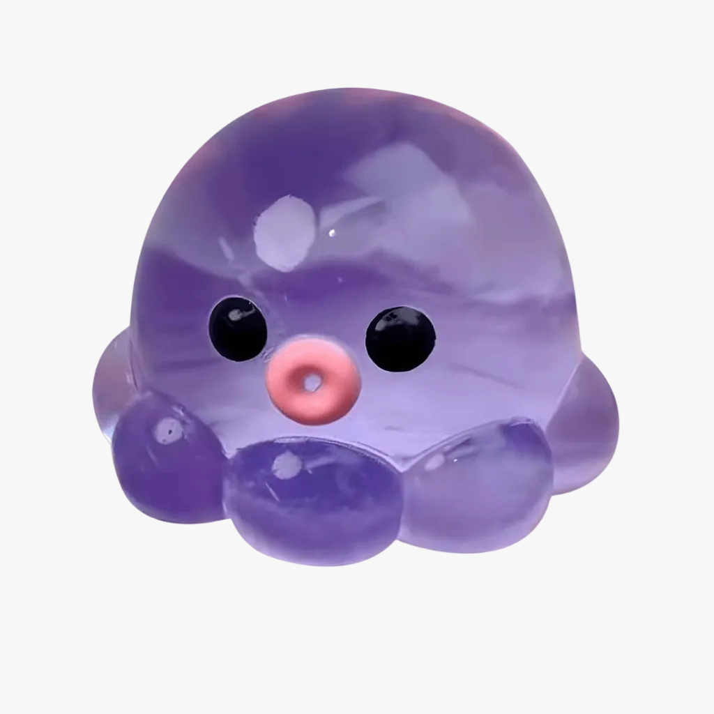 Purple octopus calm squishy sensory fidget with soft gel texture for stress relief