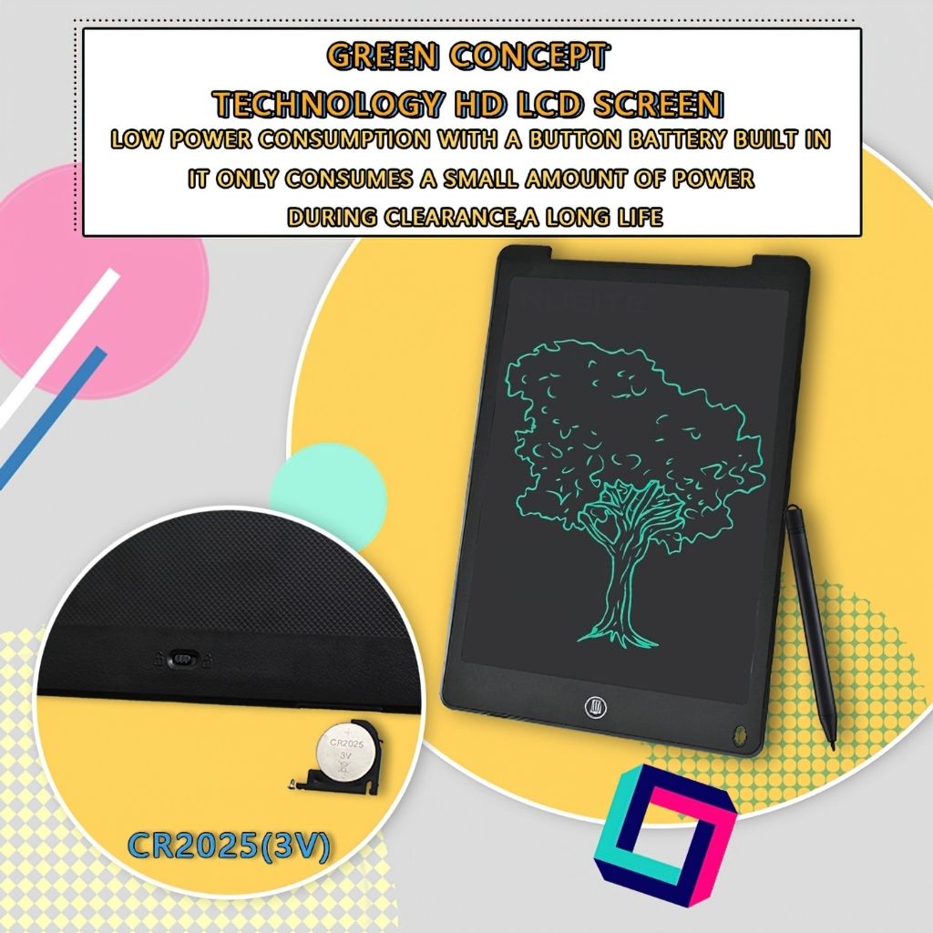 12 inch drawing pad for kids battery detail