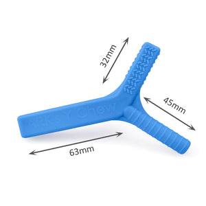 Ark's Y chew textured oral motor special needs toy in royal blue xxt toughest YC100XXTRoyalAW with product dimensions
