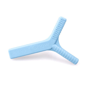 Ark's Y chew textured oral motor silicone chew bpa free in light blue standard toughness level YC100BlueAW