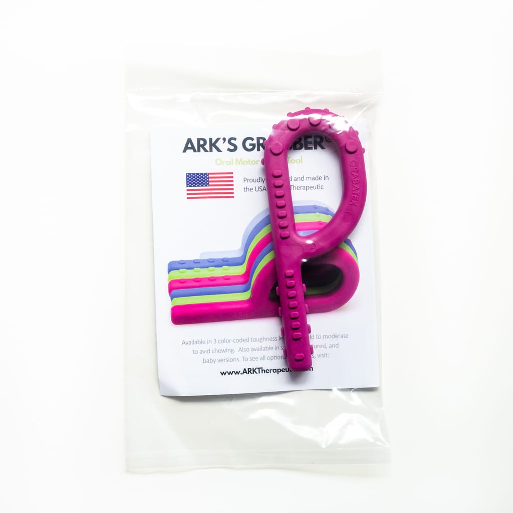 Ark's grabber the original P shaped motor chew tool in magenta standard toughness level in original package