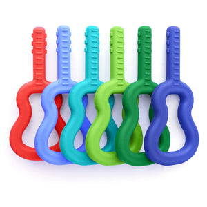 Ark's guitar shaped sensory toys in 6 colors and 3 toughness levels