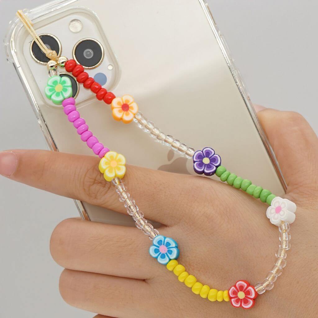 Bead phone strap flowers