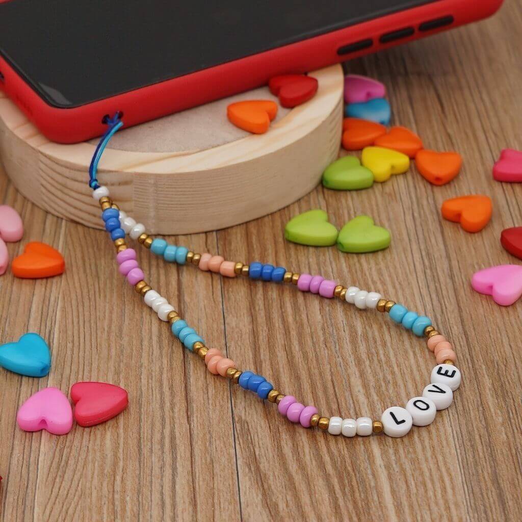 Beaded lanyards blue gold love