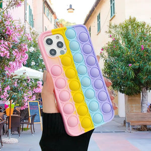 Pop bubble wrap phone case rainbow