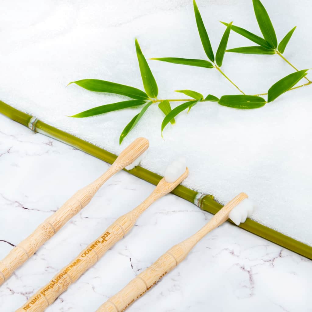 Bamboo brush and cardboard box 