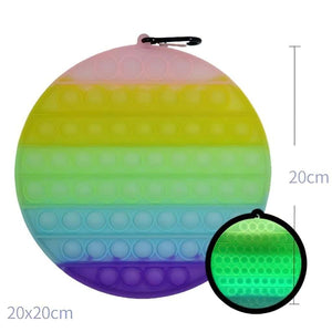 Giant rainbow glow in the dark pop it fidget toy round