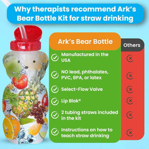 ARK's Bear Bottle Kit to Teach Straw Drinking - Includes Unique Valve & Mouthpiece